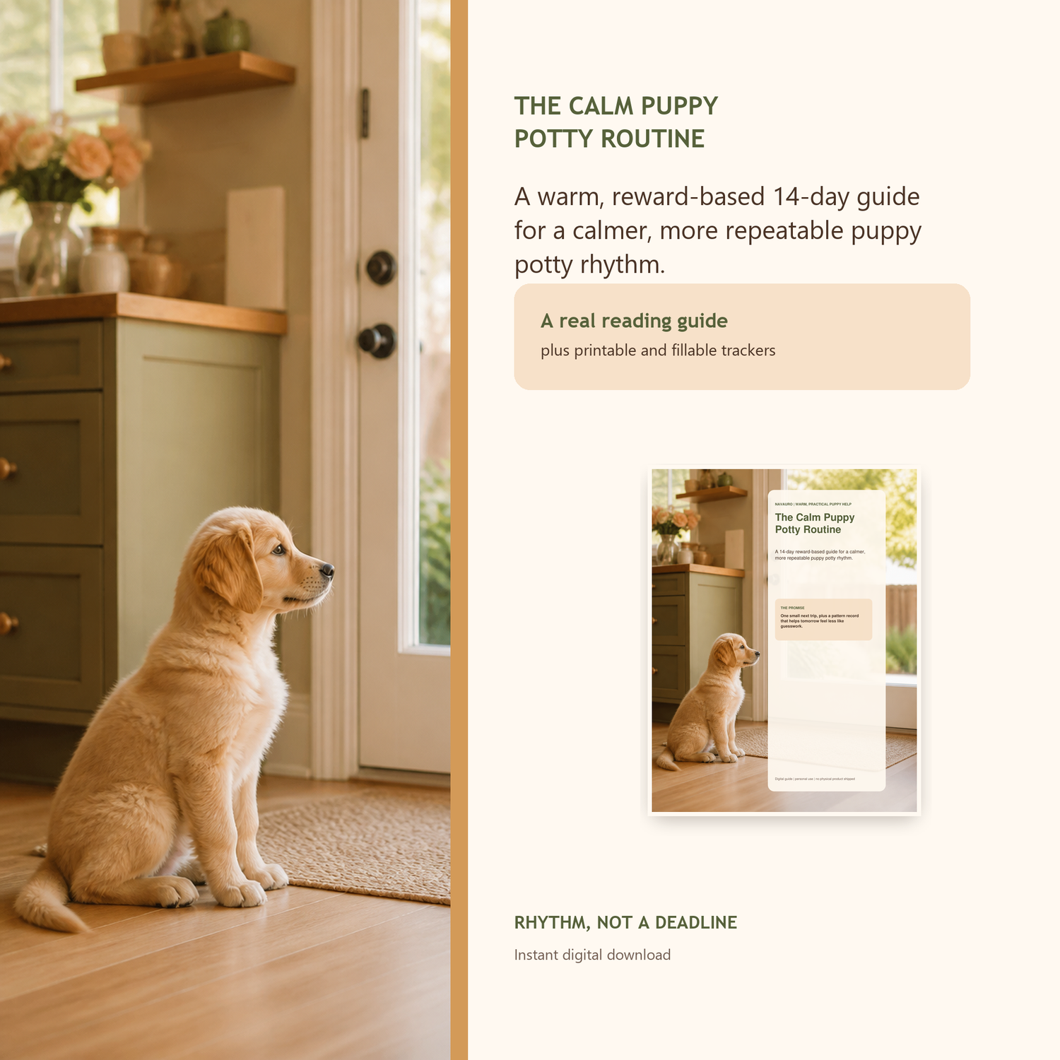 Warm home scene with a puppy for NAVAURO Puppy Training Guides