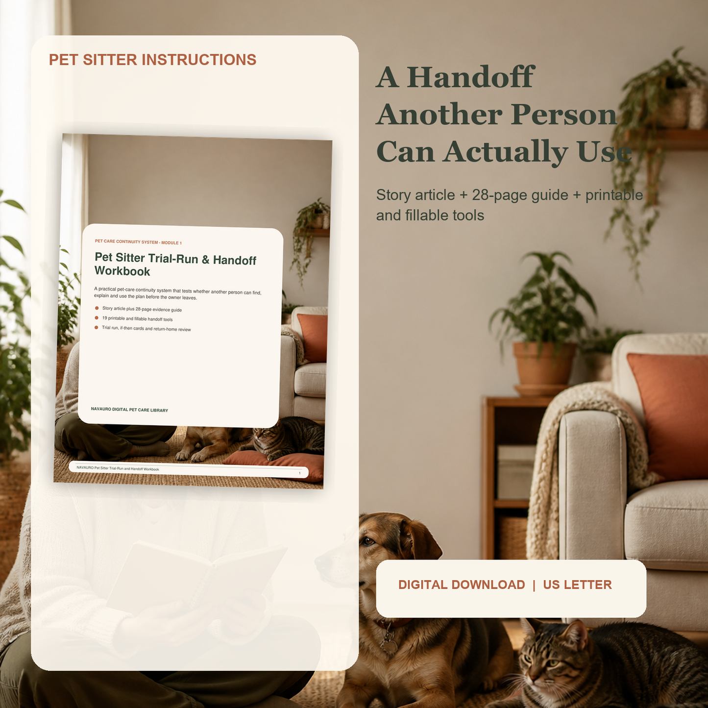 Pet Sitter Trial-Run & Handoff Workbook | Printable & Fillable PDF
