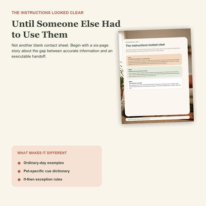 Pet Sitter Trial-Run & Handoff Workbook | Printable & Fillable PDF