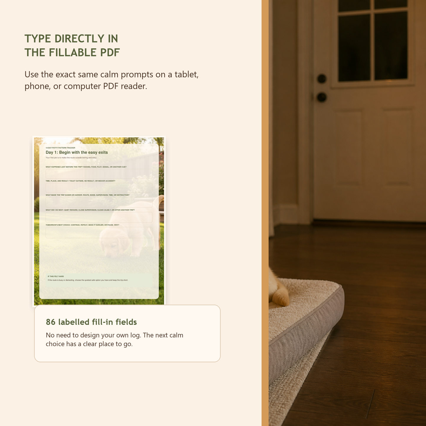 Fillable PDF puppy potty tracker preview