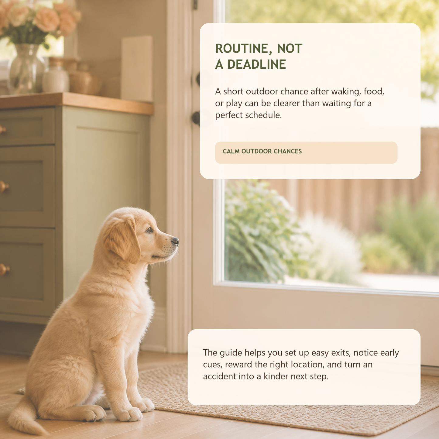Calm puppy potty routine guidance focused on consistent practice