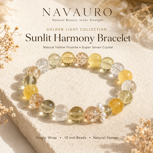 Natural Yellow Fluorite & Clear Quartz Bracelet – product view 1