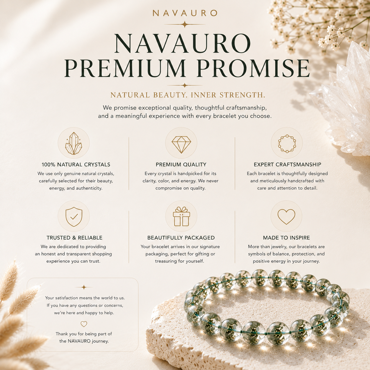 Transparent Green Phantom Quartz Bracelet | Premium Natural Crystal | NAVAURO