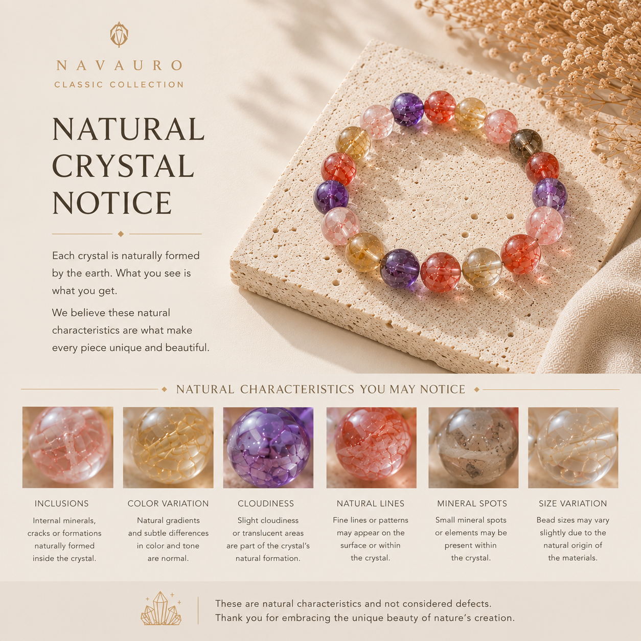Natural Multicolor Quartz Bracelet | Genuine Crystal Beaded Bracelet