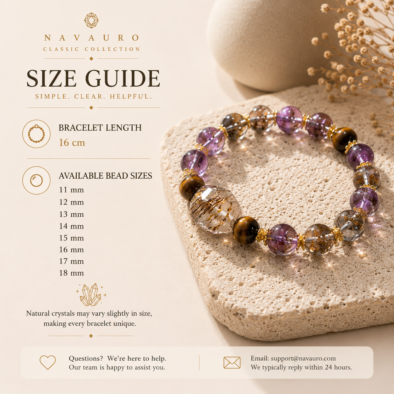 Natural Amethyst Bracelet with Black Gold Super Seven & Tiger Eye