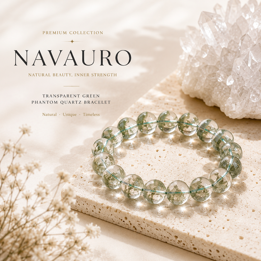 Natural Transparent Green Phantom Quartz Bracelet