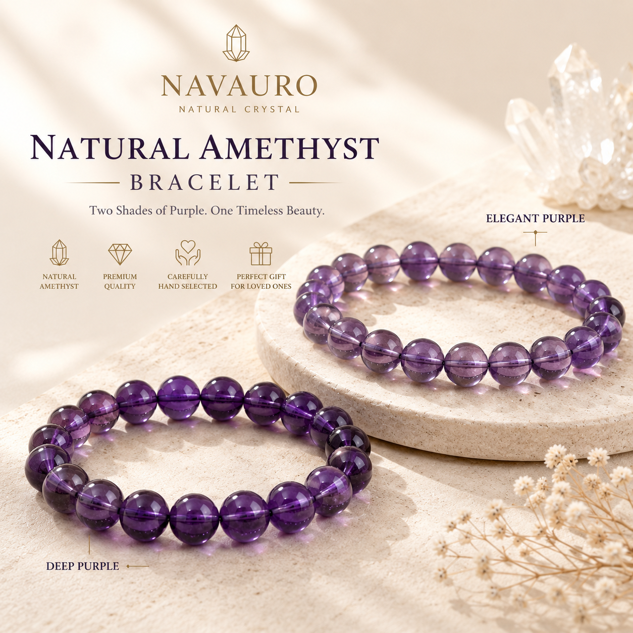 Natural Amethyst Crystal Bracelet – hero product view