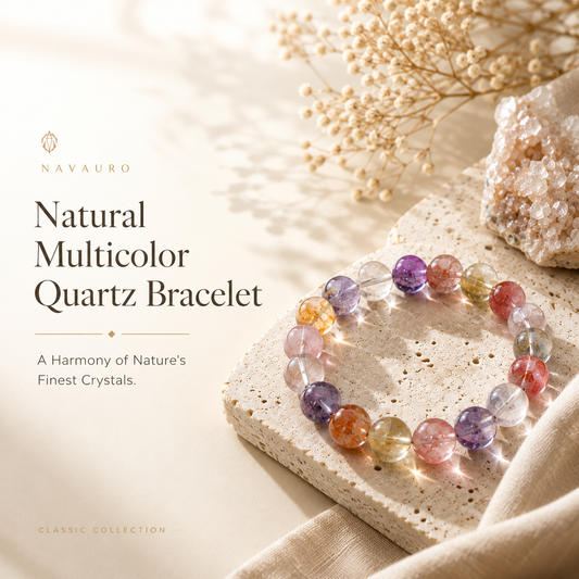 Natural Multicolor Quartz Bracelet – 11–18 mm