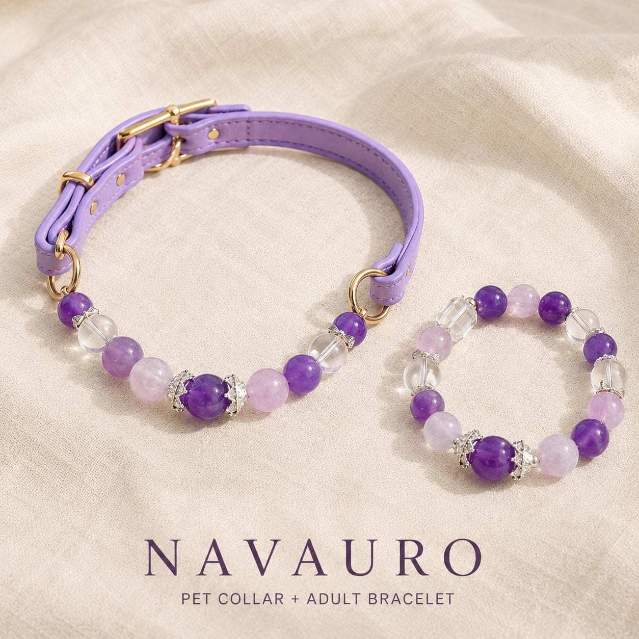 Matching Dog Collar & Owner Bracelet Set – Purple Ziding | Crystal Pet Jewelry — Etsy designed image 4