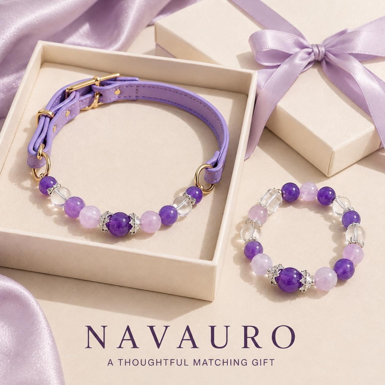 Matching Dog Collar & Owner Bracelet Set – Purple Ziding | Crystal Pet Jewelry — Etsy designed image 7