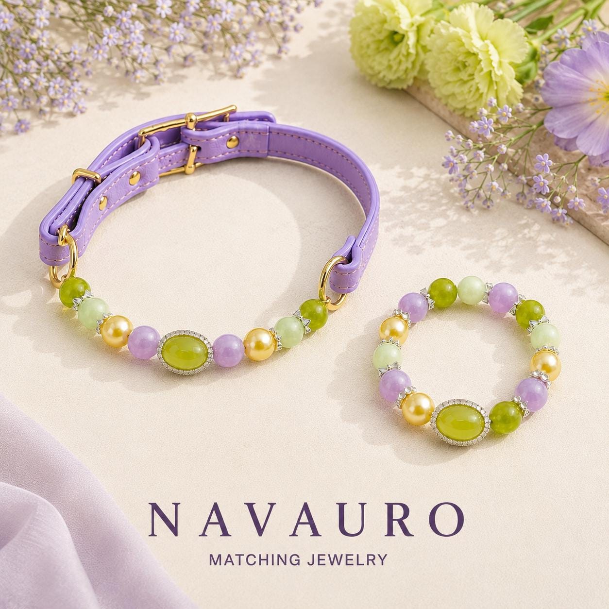 Matching Dog Collar & Owner Bracelet Set – Monet Garden Crystal Jewelry — Etsy designed image 9