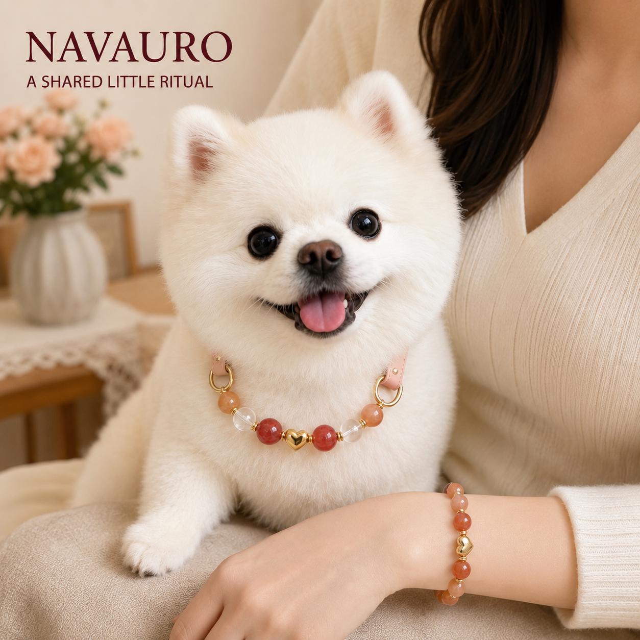 Matching Dog Collar & Owner Bracelet Set – Milk Tea Rose | Crystal Pet Jewelry — Etsy designed image 9