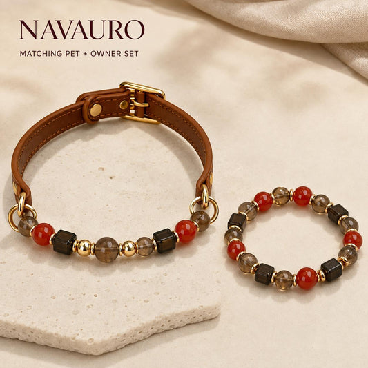 NAVAURO Crimson Crystal Fortune matching pet collar and owner bracelet set — Etsy designed image 1