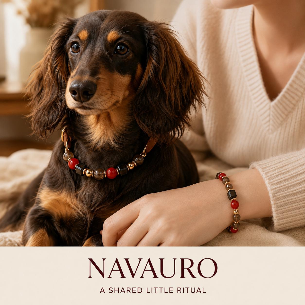 NAVAURO Crimson Crystal Fortune matching pet collar and owner bracelet set — Etsy designed image 9