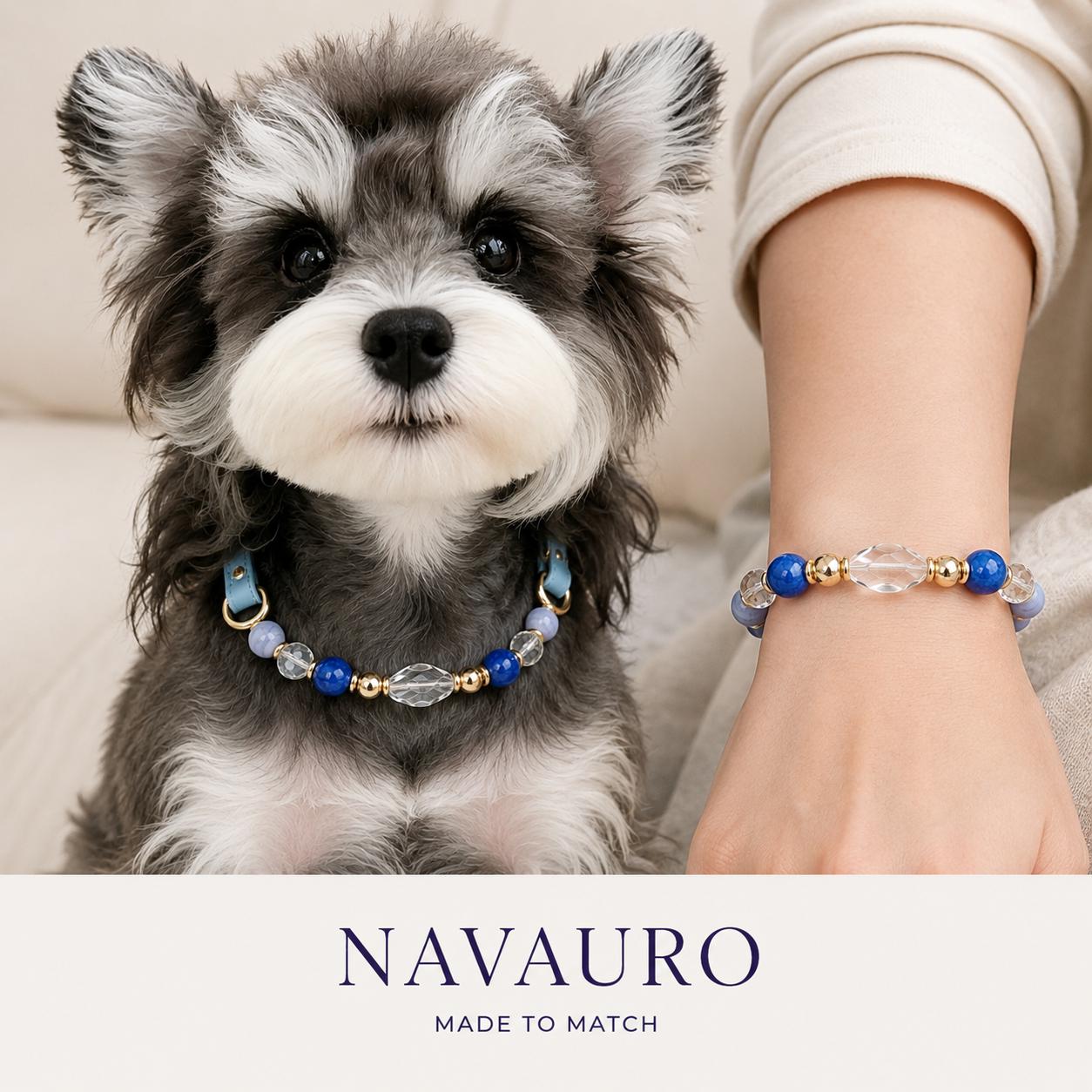 Matching Dog Collar & Owner Bracelet Set – Cloud Crystal Blue Isle | Crystal Pet Jewelry — Etsy designed image 1