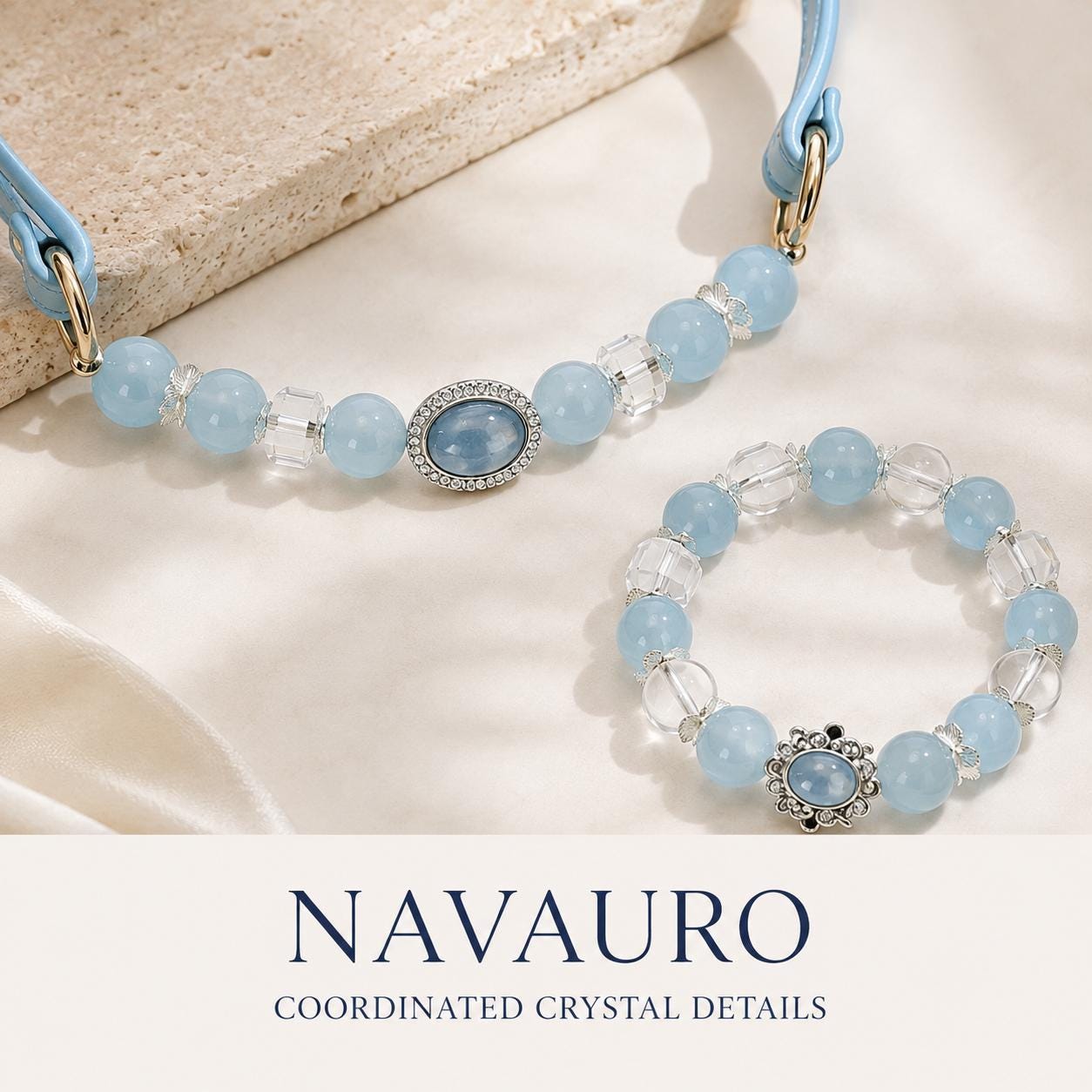 Matching Dog Collar & Owner Bracelet Set – Ice Blue Crystal Whisper | Crystal Pet Jewelry — Etsy designed image 2