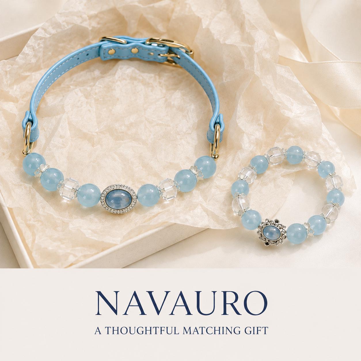 Matching Dog Collar & Owner Bracelet Set – Ice Blue Crystal Whisper | Crystal Pet Jewelry — Etsy designed image 3