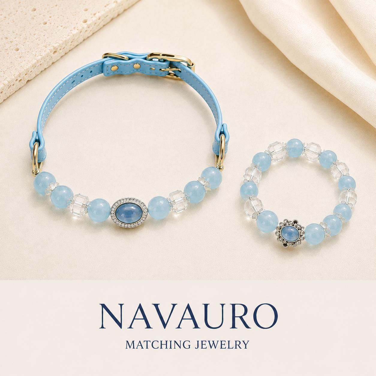 Matching Dog Collar & Owner Bracelet Set – Ice Blue Crystal Whisper | Crystal Pet Jewelry — Etsy designed image 9