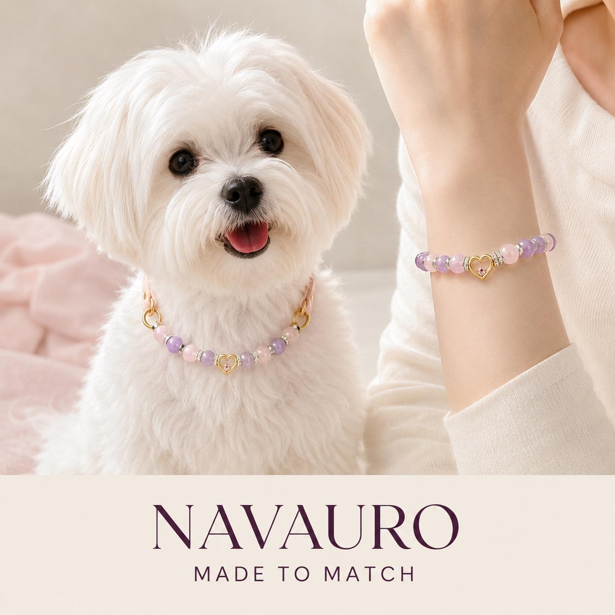 Matching Dog Collar & Owner Bracelet Set – Pink Heartbeat | Crystal Pet Jewelry — Etsy designed image 2