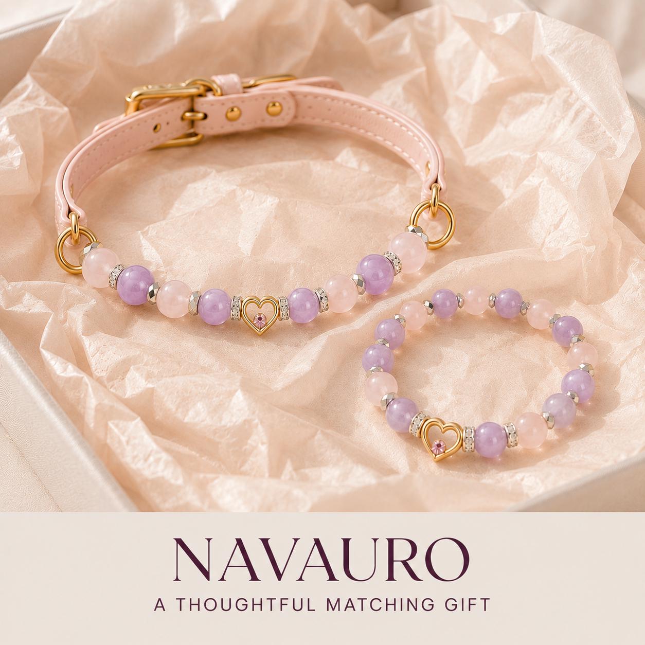Matching Dog Collar & Owner Bracelet Set – Pink Heartbeat | Crystal Pet Jewelry — Etsy designed image 6
