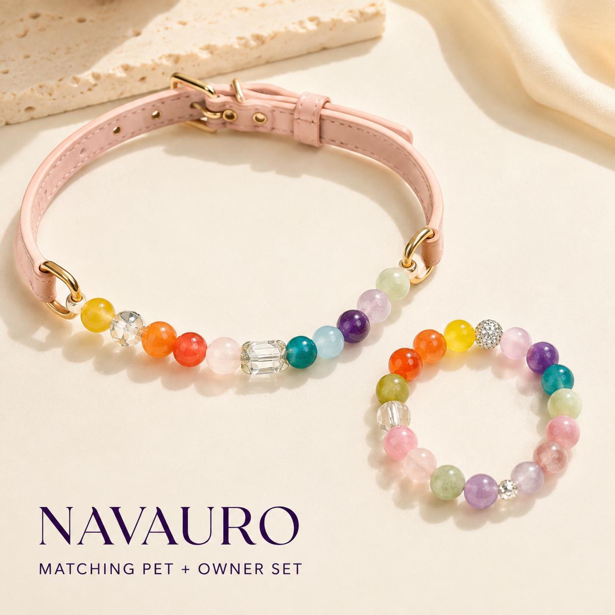 Matching Dog Collar & Owner Bracelet Set – Rainbow Pet | Crystal Pet Jewelry — Etsy designed image 4