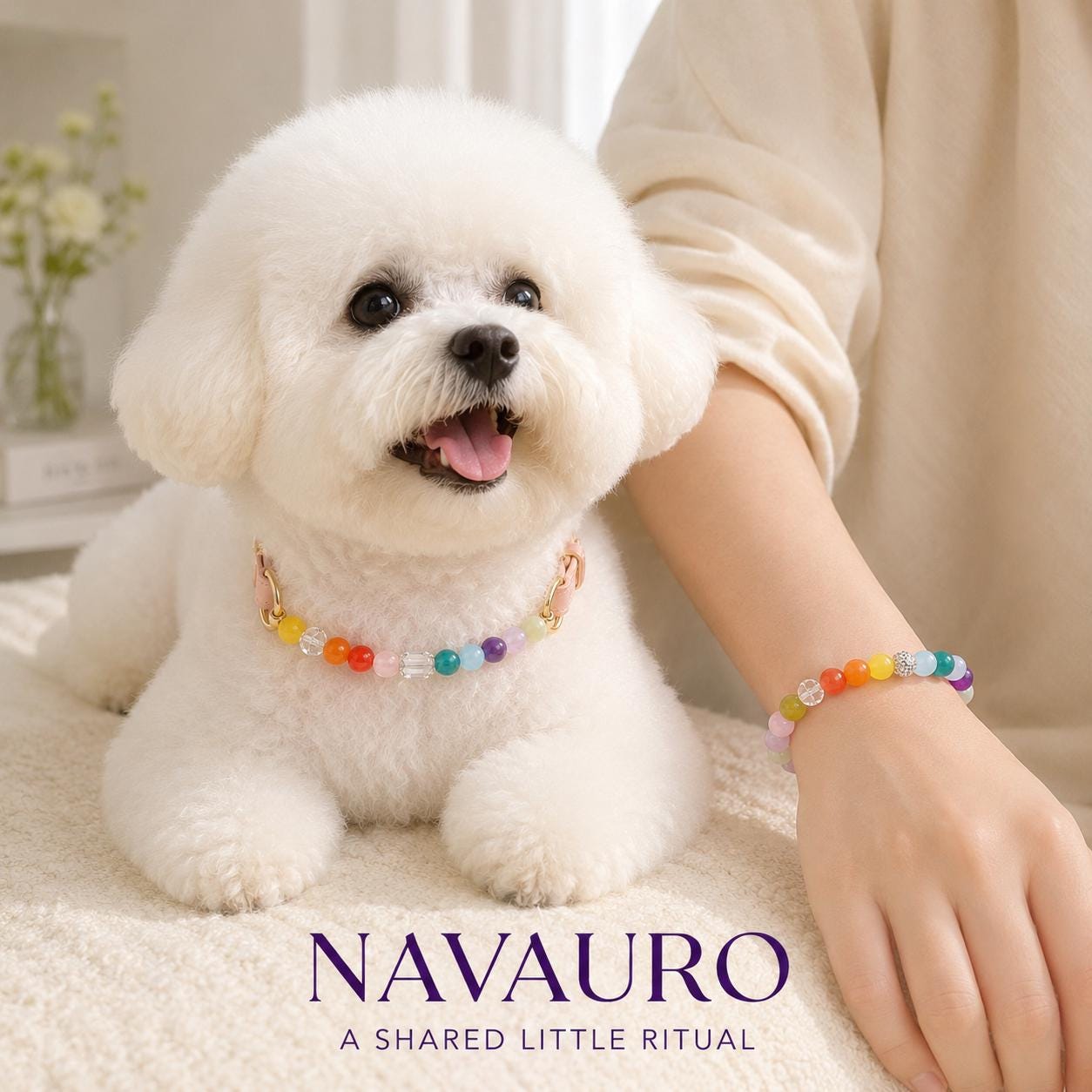 Matching Dog Collar & Owner Bracelet Set – Rainbow Pet | Crystal Pet Jewelry — Etsy designed image 9