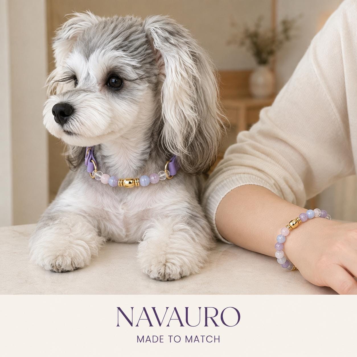 Matching Dog Collar & Owner Bracelet Set – Purple East | Crystal Pet Jewelry — Etsy designed image 2