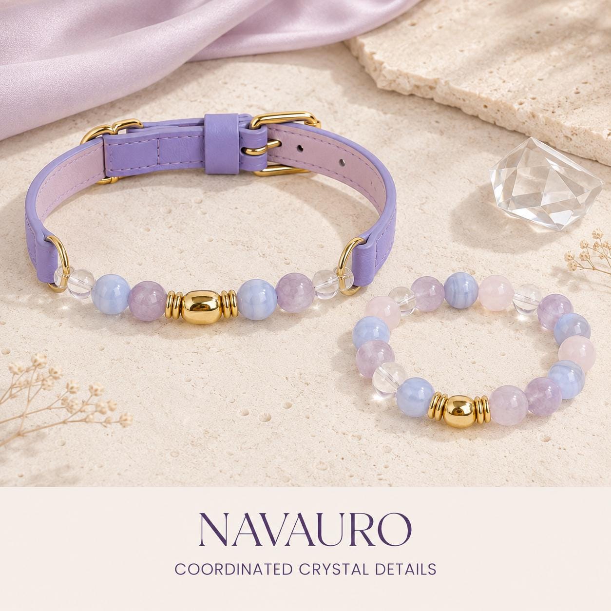 Matching Dog Collar & Owner Bracelet Set – Purple East | Crystal Pet Jewelry — Etsy designed image 4