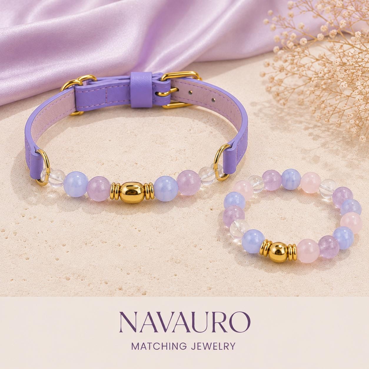 Matching Dog Collar & Owner Bracelet Set – Purple East | Crystal Pet Jewelry — Etsy designed image 10
