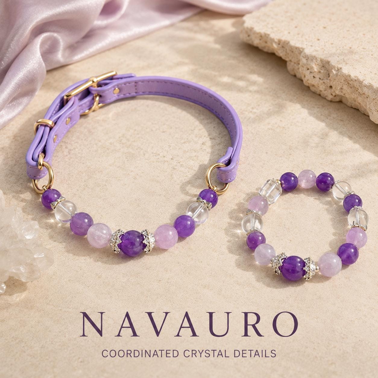 Matching Dog Collar & Owner Bracelet Set – Purple Ziding | Crystal Pet Jewelry — Etsy designed image 3