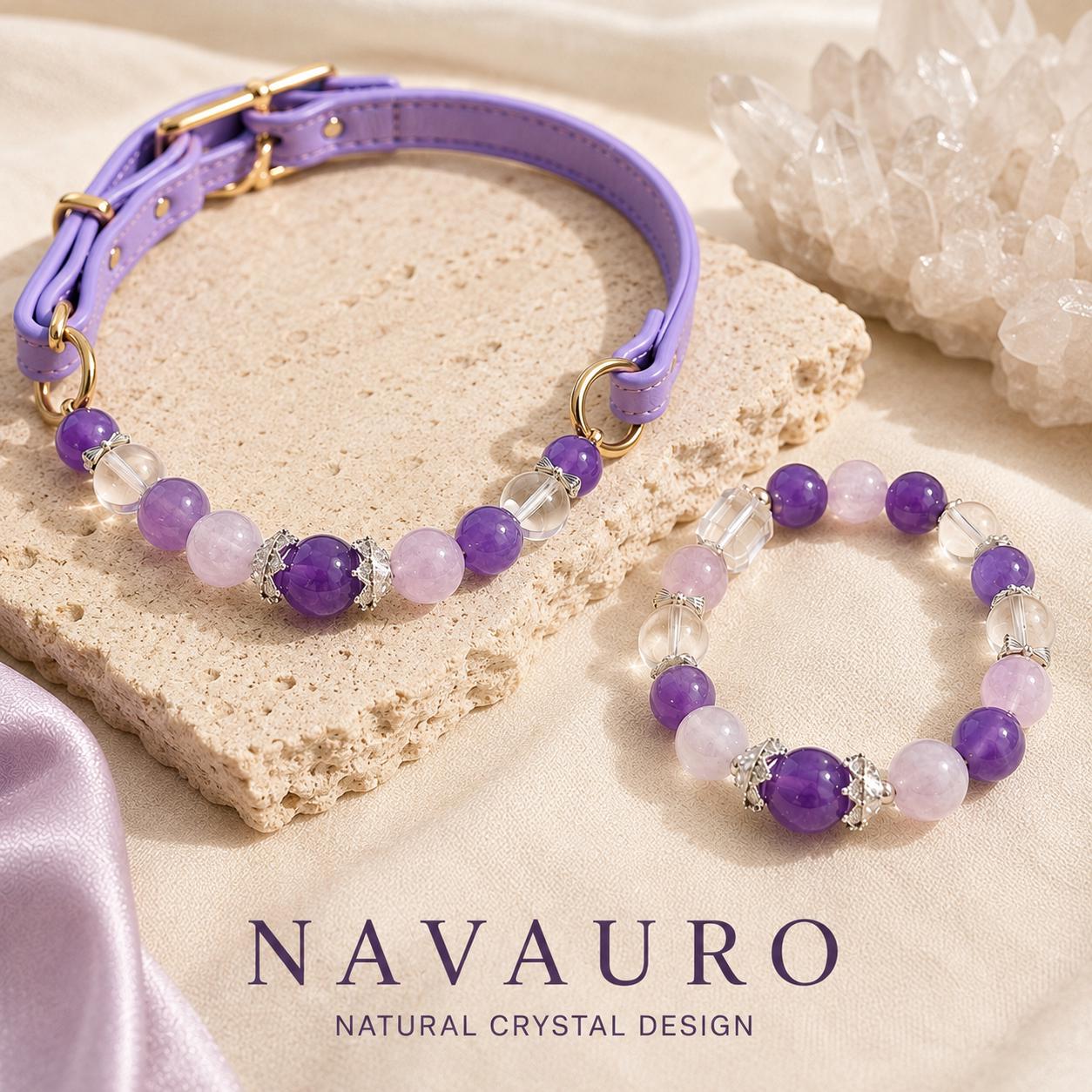 Matching Dog Collar & Owner Bracelet Set – Purple Ziding | Crystal Pet Jewelry — Etsy designed image 6