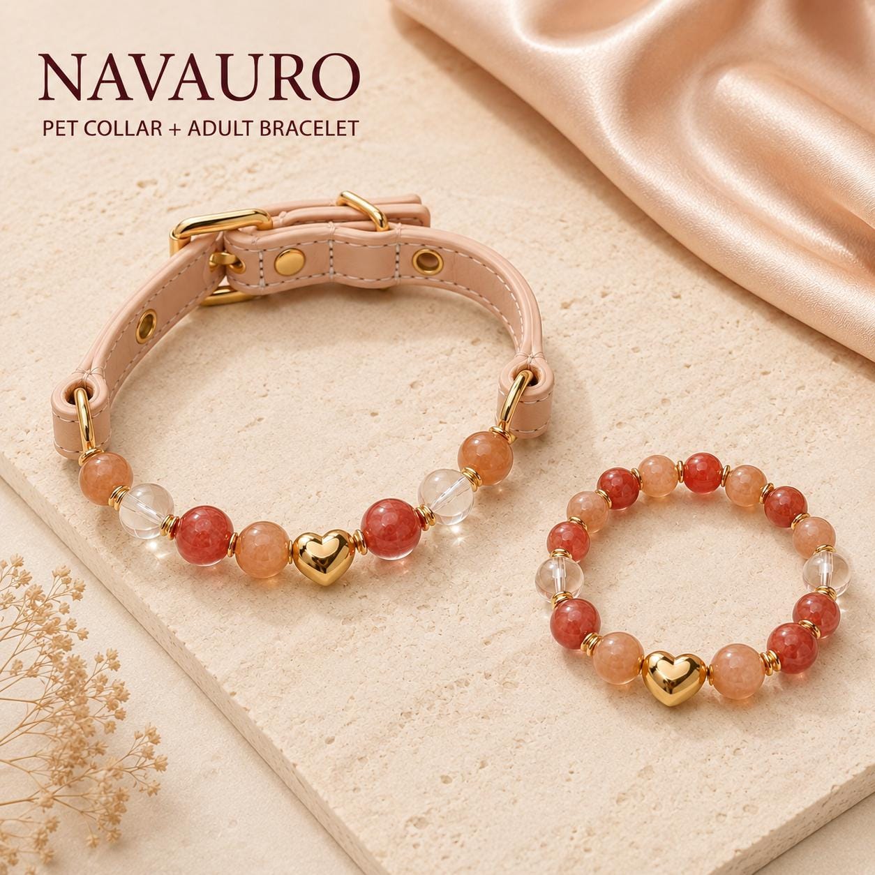 Matching Dog Collar & Owner Bracelet Set – Milk Tea Rose | Crystal Pet Jewelry — Etsy designed image 5