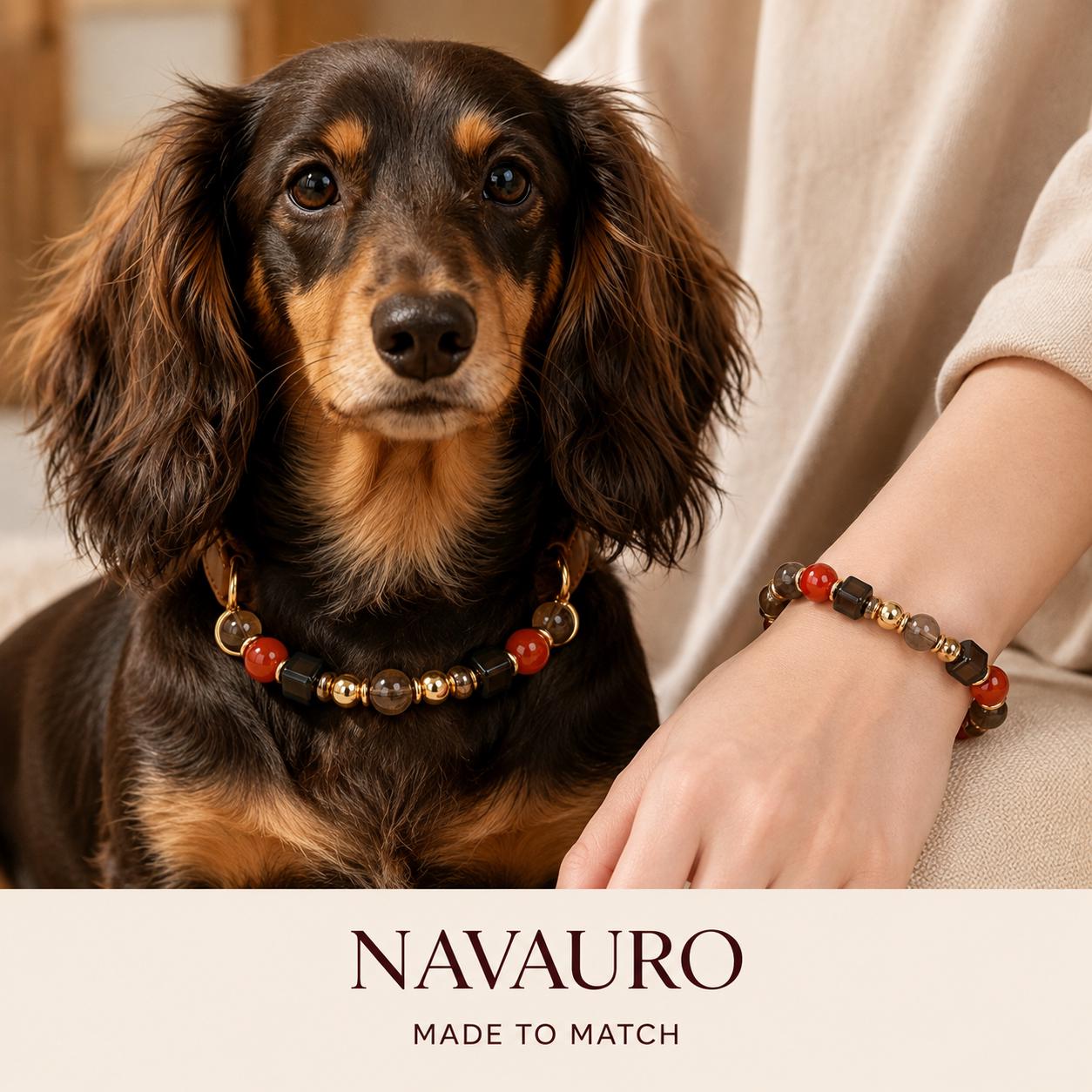 NAVAURO Crimson Crystal Fortune matching pet collar and owner bracelet set — Etsy designed image 2
