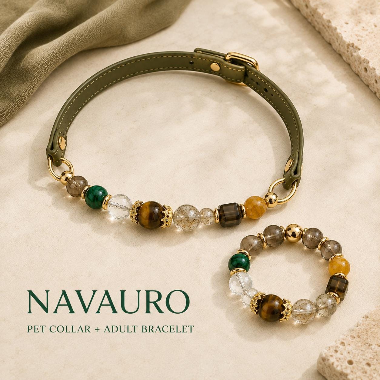 Matching Dog Collar & Owner Bracelet Set – Stone Light Together | Crystal Pet Jewelry — Etsy designed image 5