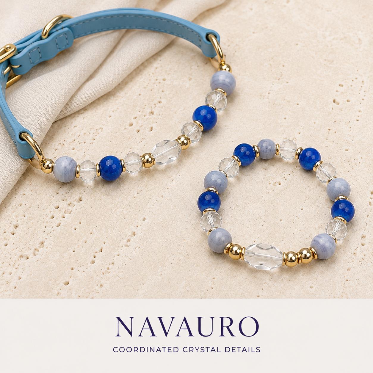 Matching Dog Collar & Owner Bracelet Set – Cloud Crystal Blue Isle | Crystal Pet Jewelry — Etsy designed image 3
