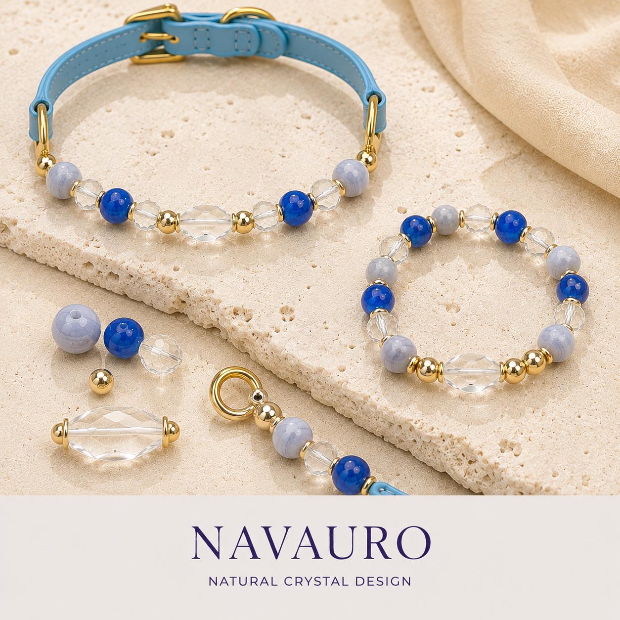 Matching Dog Collar & Owner Bracelet Set – Cloud Crystal Blue Isle | Crystal Pet Jewelry — Etsy designed image 7