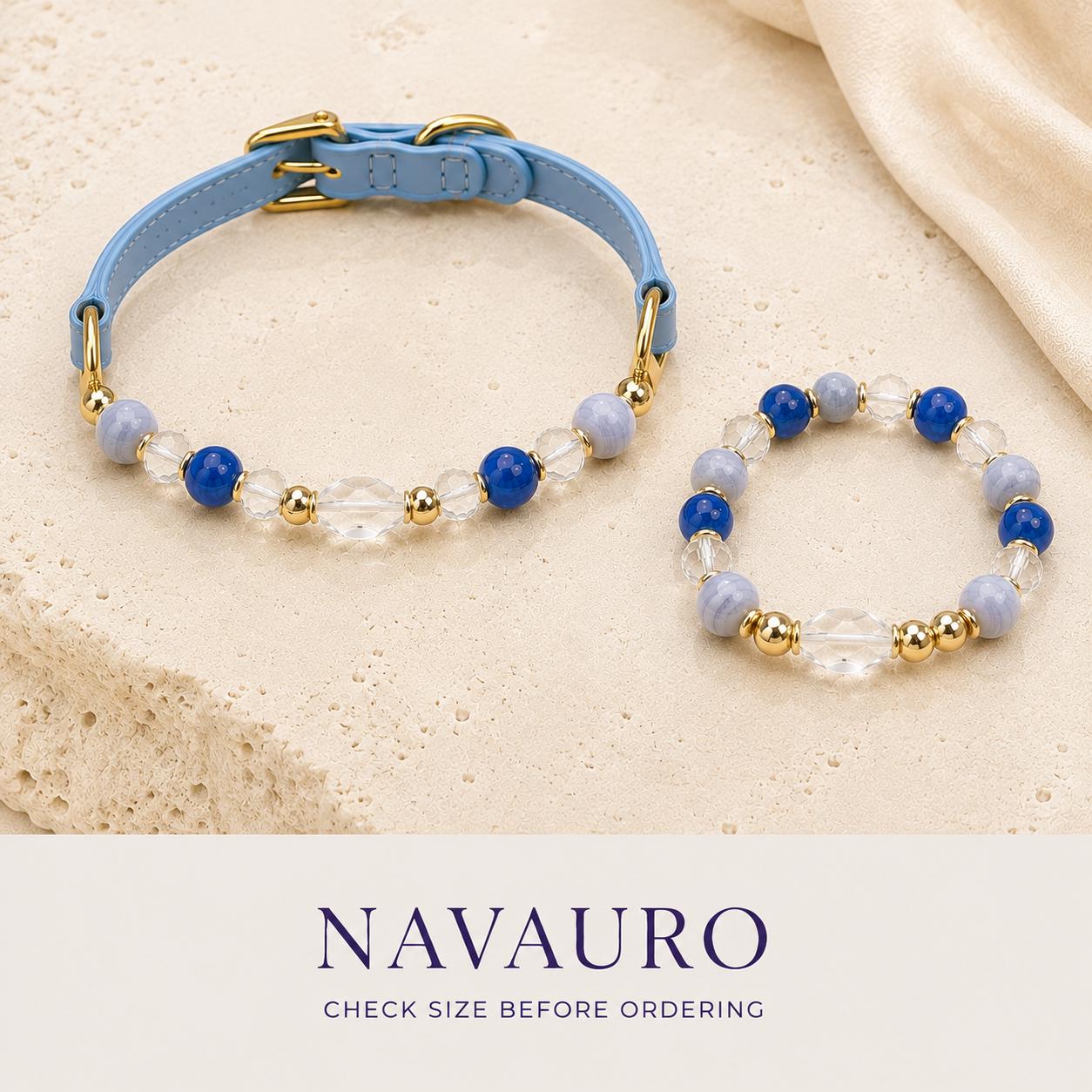 Matching Dog Collar & Owner Bracelet Set – Cloud Crystal Blue Isle | Crystal Pet Jewelry — Etsy designed image 9
