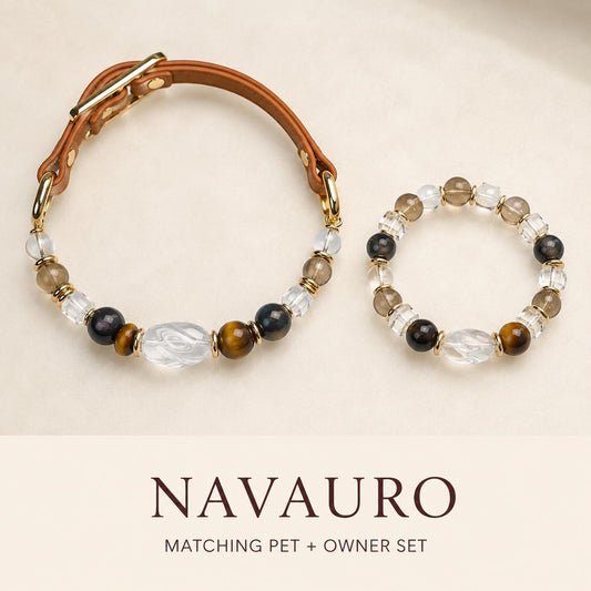 Matching Dog Collar & Owner Bracelet Set – Obsidian Tiger Guard | Crystal Pet Jewelry — Etsy designed image 1