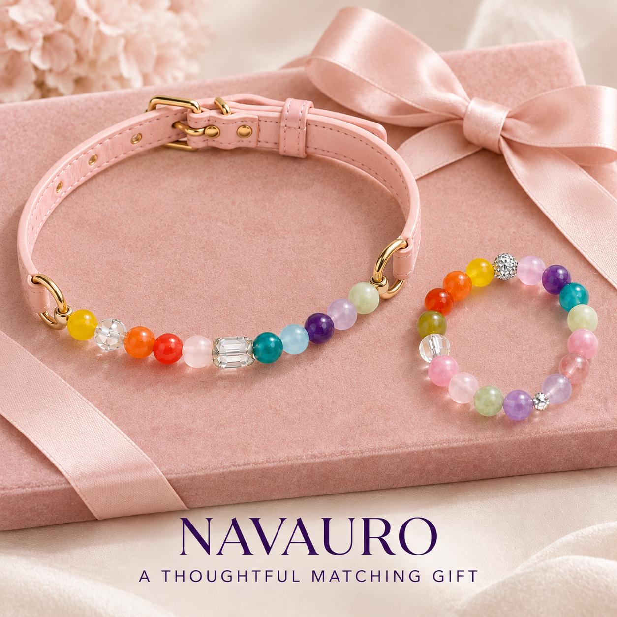 Matching Dog Collar & Owner Bracelet Set – Rainbow Pet | Crystal Pet Jewelry — Etsy designed image 6