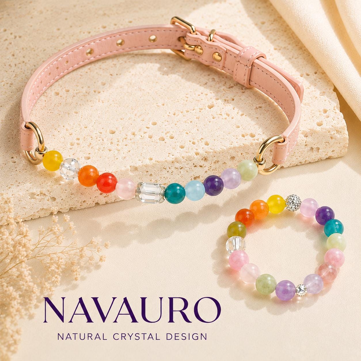 Matching Dog Collar & Owner Bracelet Set – Rainbow Pet | Crystal Pet Jewelry — Etsy designed image 7