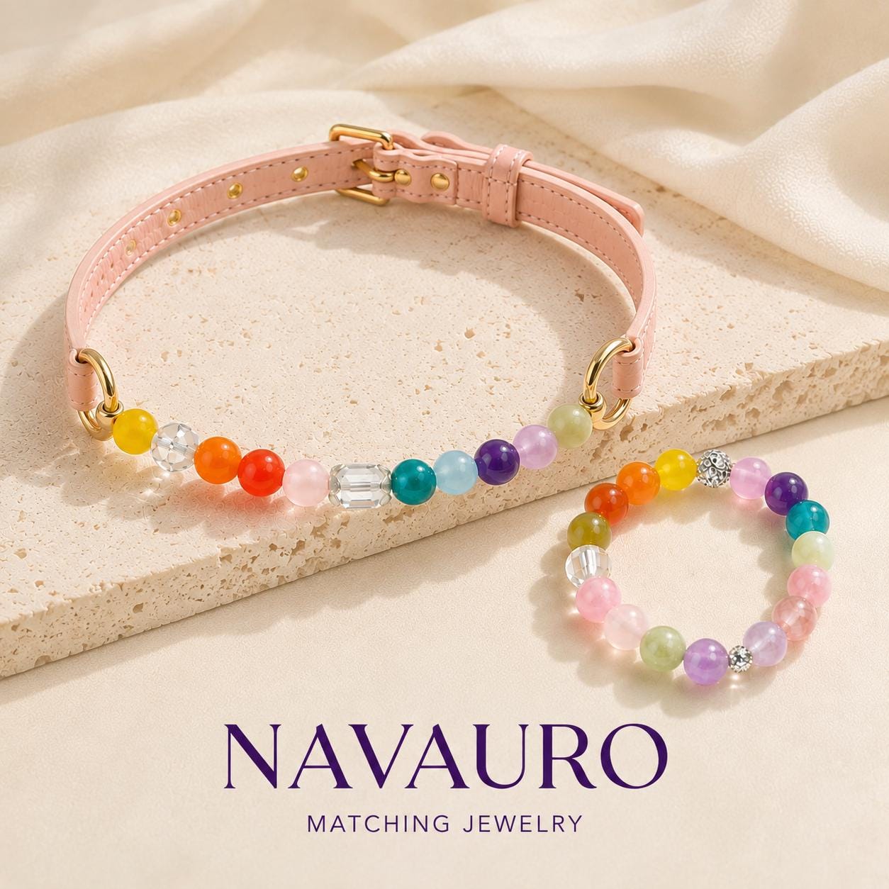 Matching Dog Collar & Owner Bracelet Set – Rainbow Pet | Crystal Pet Jewelry — Etsy designed image 10