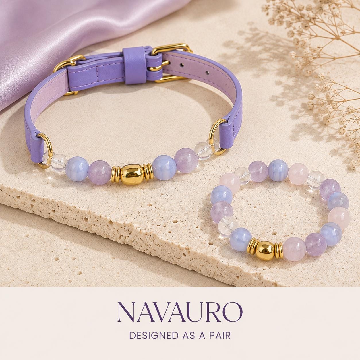 Matching Dog Collar & Owner Bracelet Set – Purple East | Crystal Pet Jewelry — Etsy designed image 3