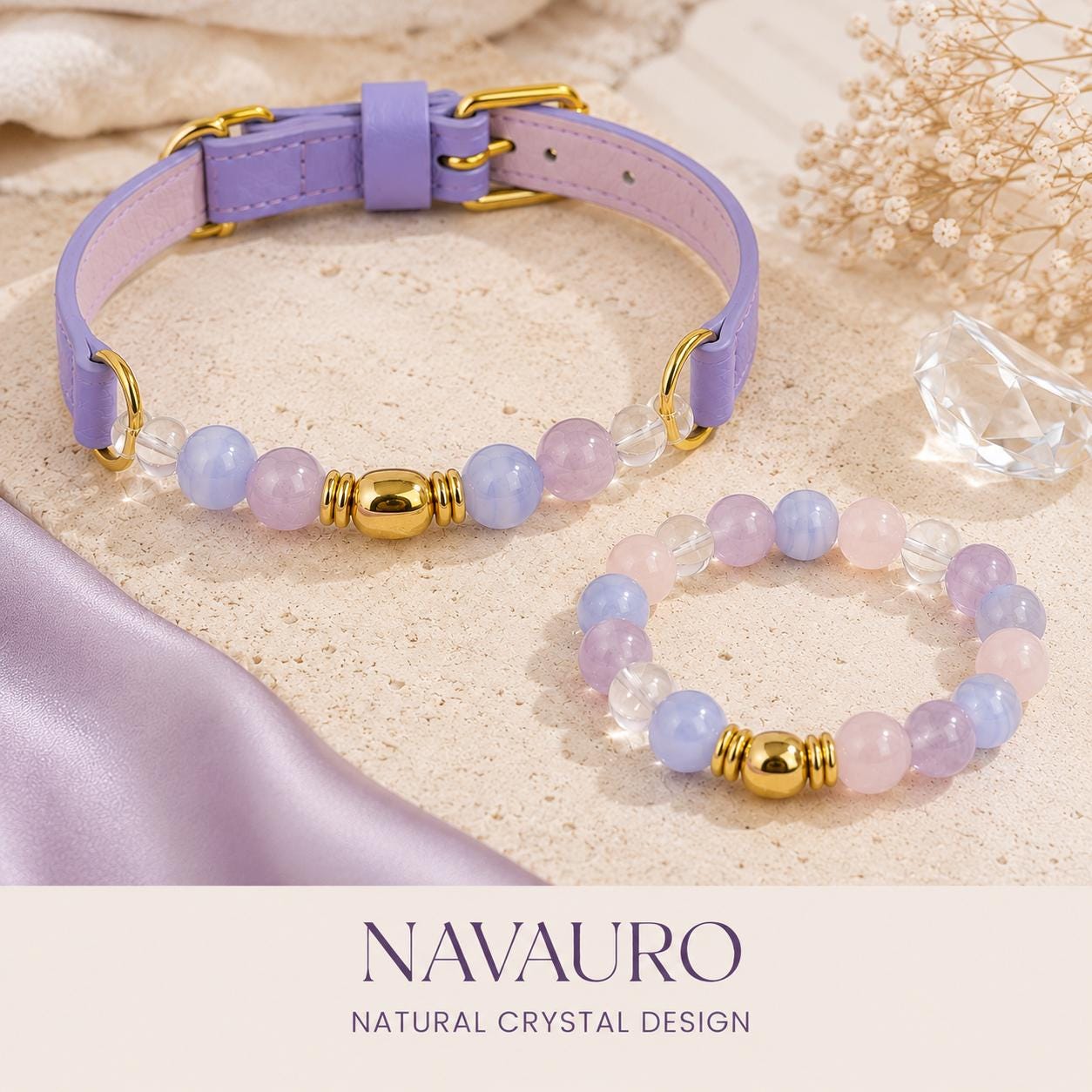 Matching Dog Collar & Owner Bracelet Set – Purple East | Crystal Pet Jewelry — Etsy designed image 7