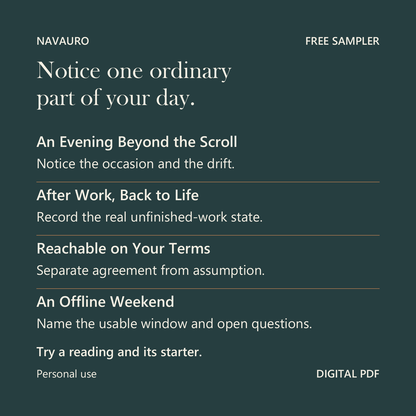 NAVAURO Back to Your Life Sampler - Notice one ordinary part of your day.. Try a reading and its starter.