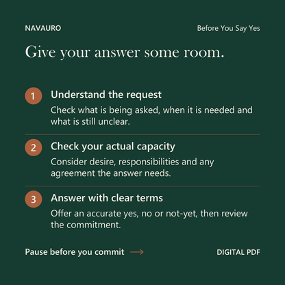 NAVAURO Before You Say Yes: Give your answer some room. Digital PDF.