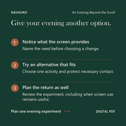 NAVAURO An Evening Beyond the Scroll: Give your evening another option. Digital PDF.