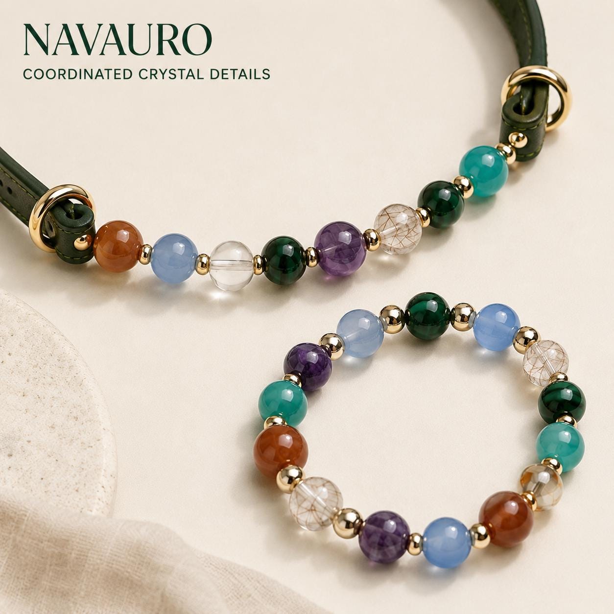 NAVAURO Myriad Star River matching pet collar and owner bracelet set — Etsy designed image 3