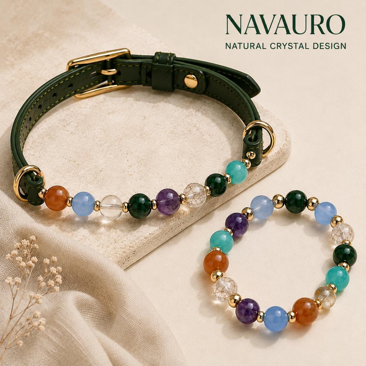NAVAURO Myriad Star River matching pet collar and owner bracelet set — Etsy designed image 7
