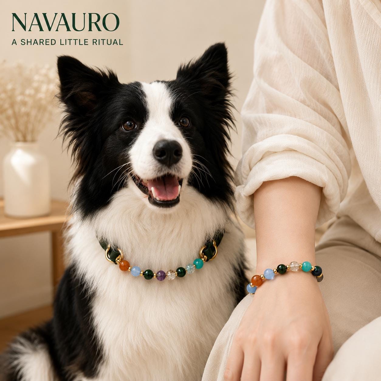 NAVAURO Myriad Star River matching pet collar and owner bracelet set — Etsy designed image 8