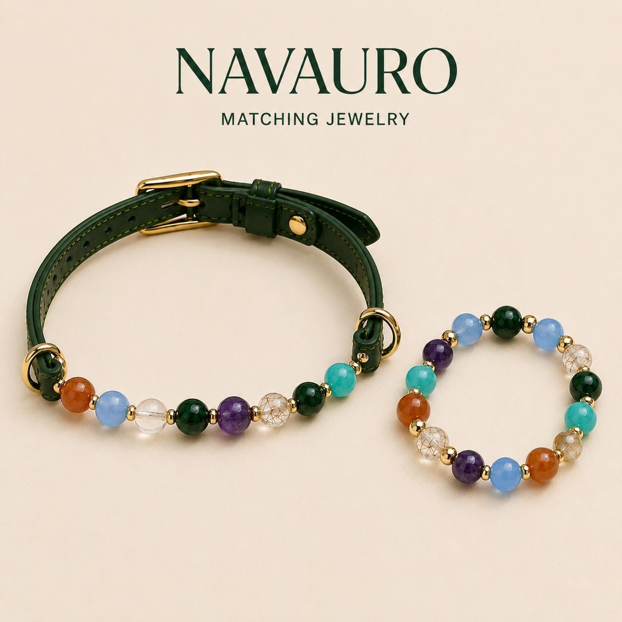 NAVAURO Myriad Star River matching pet collar and owner bracelet set — Etsy designed image 9